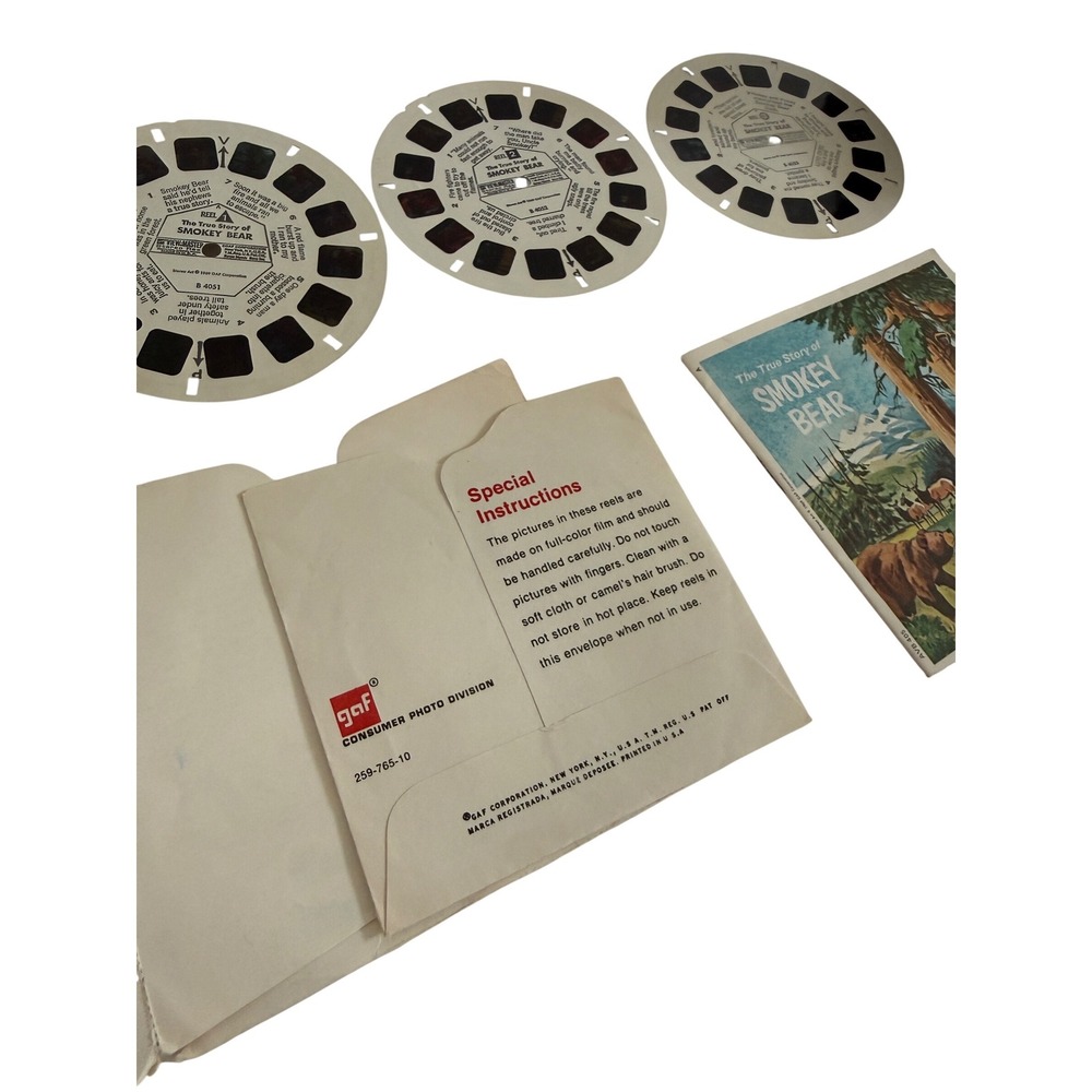Vintage View-Master Model C Bakelite Viewer w/ 1969 Smokey Bear 3-Reel Set B405 - Picture 15 of 16
